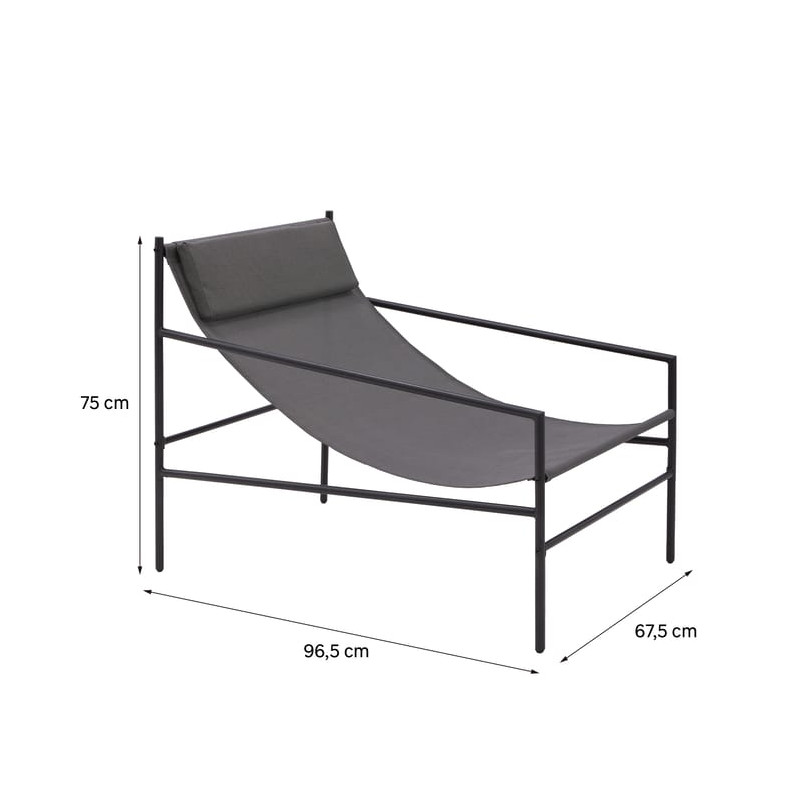 Fauteuil relax en acier et textilène gris Rio - NATERIAL