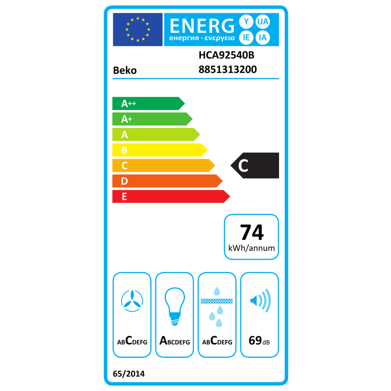 Hotte décorative murale BEKO - HCA92540B