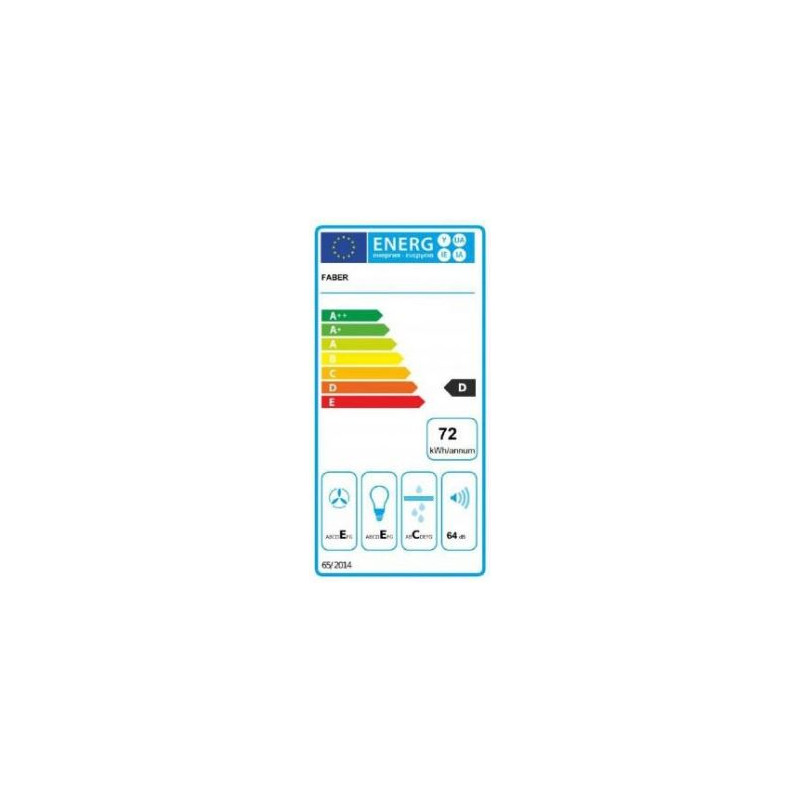 Hotte Décorative Murale Aspirante 125W 370 m3/h Noir FABER - 5605625