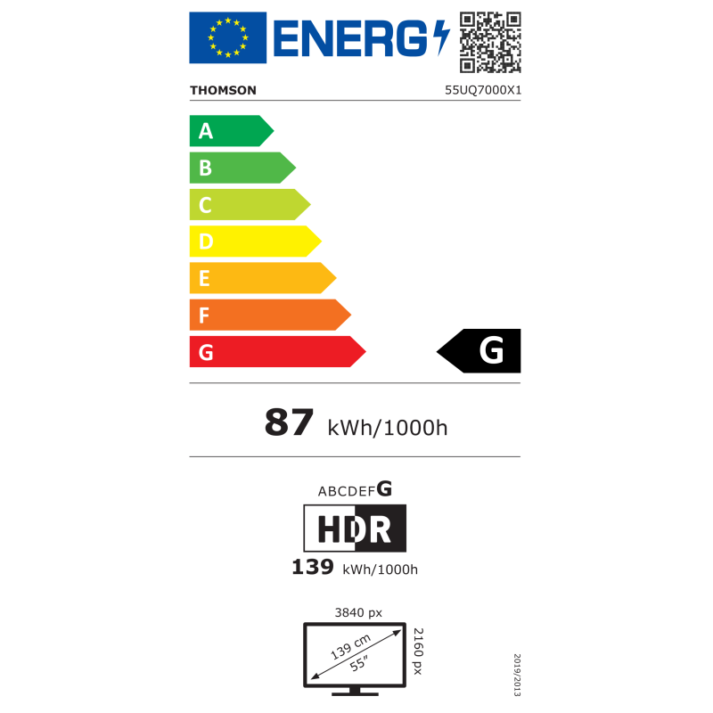 TV - QLED - THOMSON - 139 cm - 4K - 50/60Hz - Smart TV - 55UQ7000