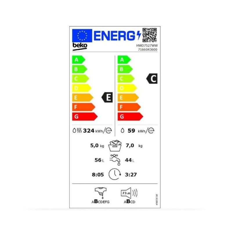 Lave-linge Séchant 7Kg 1200 trs/min Blanc - BEKO - HWD7527WW
