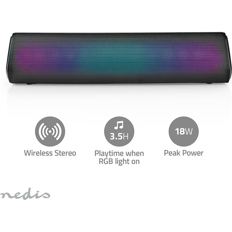 Enceinte Bluetooth sans fil 18 W Noir - NEDIS - SPBT2006BK