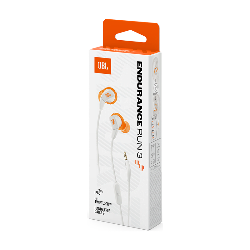 Écouteurs sans fil Bluetooth Endurance Run 3 Blanc/Orange - JBL - JBLENDURRUN3WHT