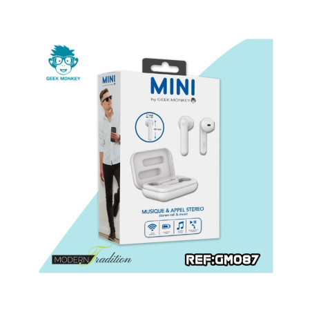 Écouteurs sans fil Blanc - GEEK MONKEY - GM087