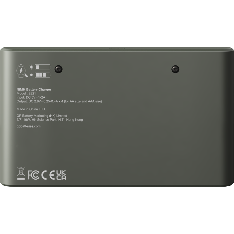 Chargeur de piles USB E821 Recyko 4 piles AA 2100mAh + 4 piles AAA 850mAh Noir/Gris - GP - 202267