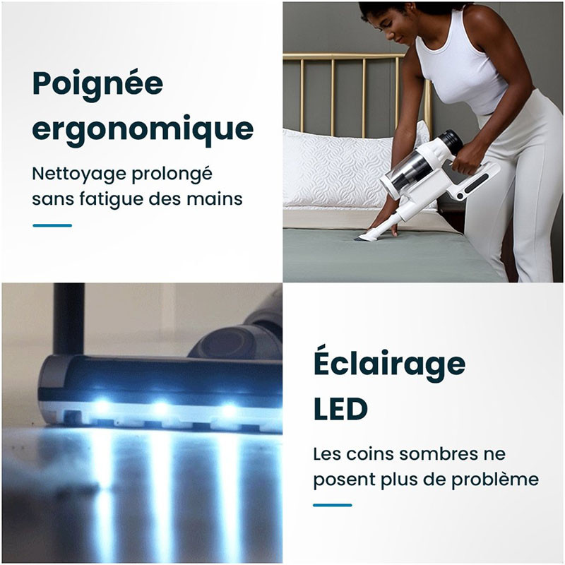Aspirateur balai sans fil avec station de vidage automatique 500 W Blanc - EZICLEAN - CYCLOMAX R22 STATION