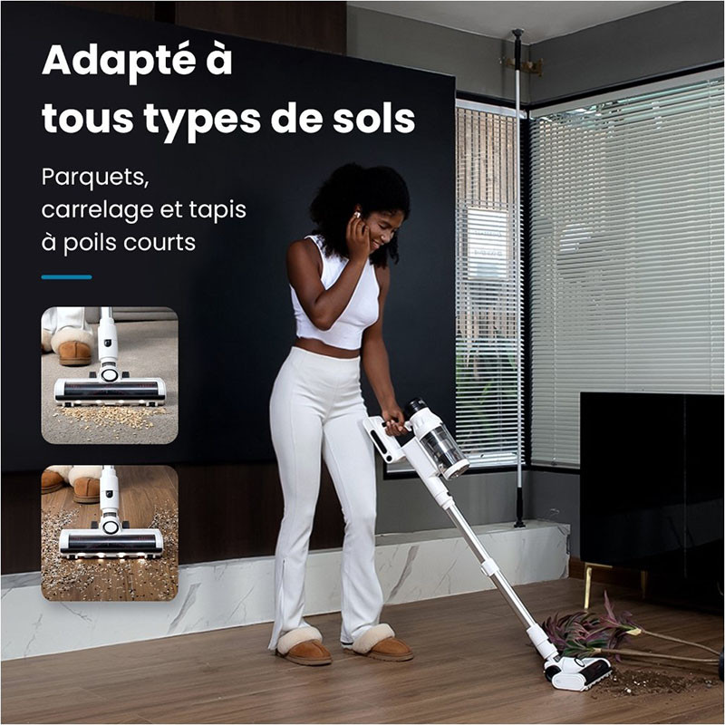 Aspirateur balai sans fil avec station de vidage automatique 500 W Blanc - EZICLEAN - CYCLOMAX R22 STATION