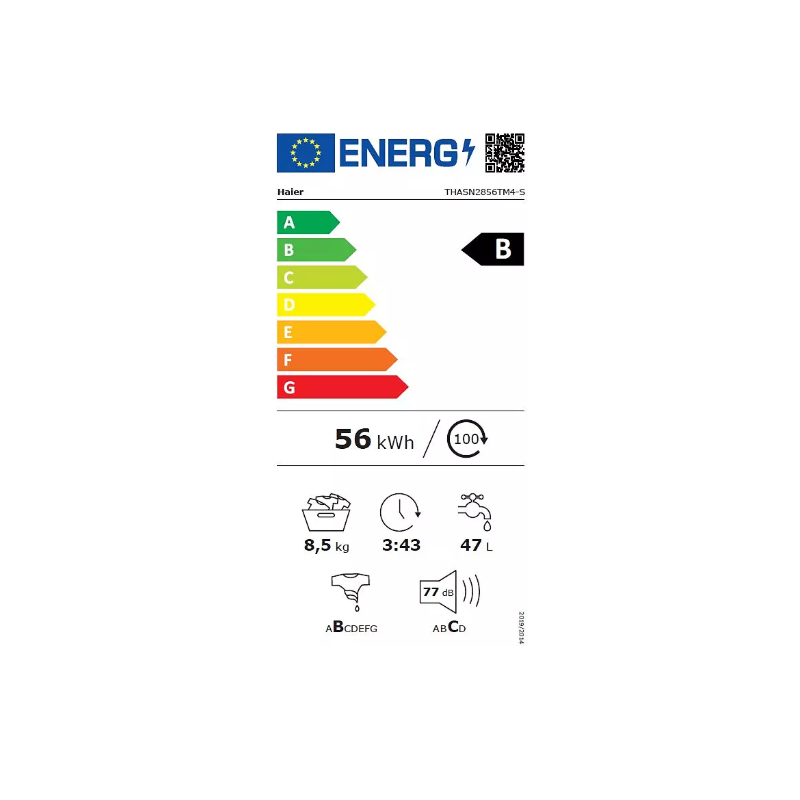 Lave-linge top 8,5kg 1200trs/min blanc - HAIER - THASN2856TM4-S