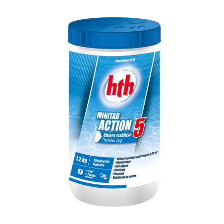 Pastille 20g de chlore stabilisé MINITAB Action 5 - HTH
