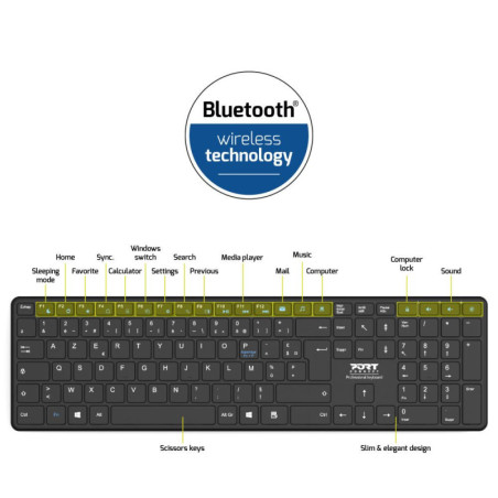 Clavier bluetooth rechargeable Office Pro noir - PORT DESIGNS - 900903