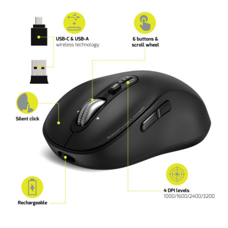 Souris ergonomique rechargeable - PORT DESIGNS - 900707C