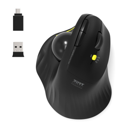 Souris ergonomique sans fil rechargeable avec boule directionnelle - PORT DESIGNS - 900719