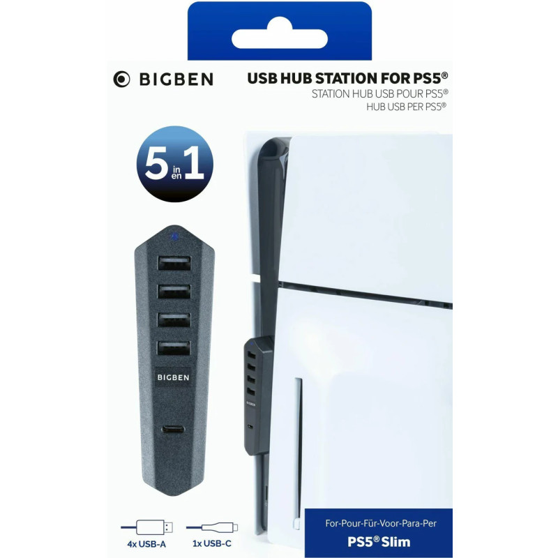 Hub USBx5 PS5 Slim noir - BIGBEN - HUBPS5SUSBHUB