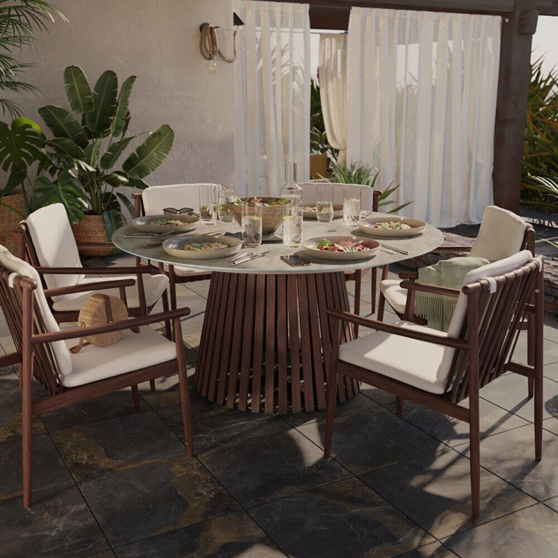 Set de 2 fauteuils en aluminium Retro effet bois - NATERIAL - 27810336