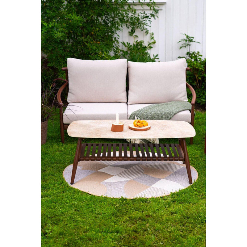 Table basse Retro en aluminium effet bois Beige/Marron - NATERIAL - 86545452