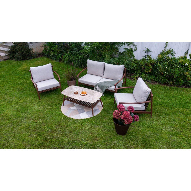Table basse Retro en aluminium effet bois Beige/Marron - NATERIAL - 86545452