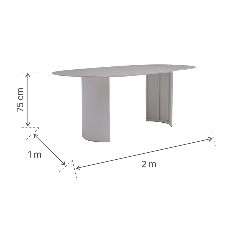 Table de repas Neptune ovale 6 places 200x100 Gris - NATERIAL - 8545487