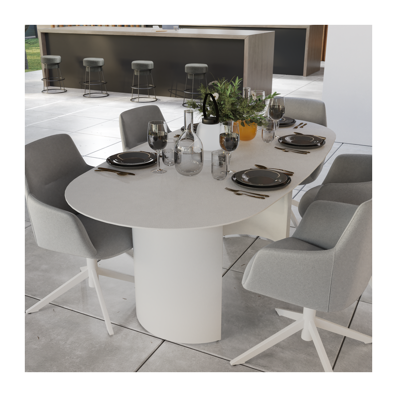 Table de repas Neptune ovale 6 places 200x100 Gris - NATERIAL - 8545487