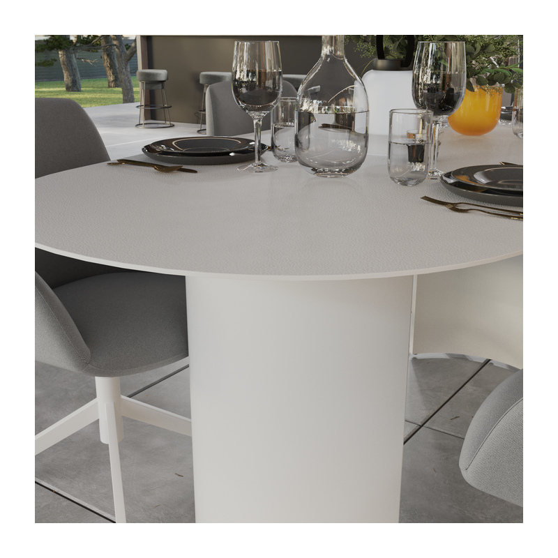 Table de repas Neptune ovale 6 places 200x100 Gris - NATERIAL - 8545487