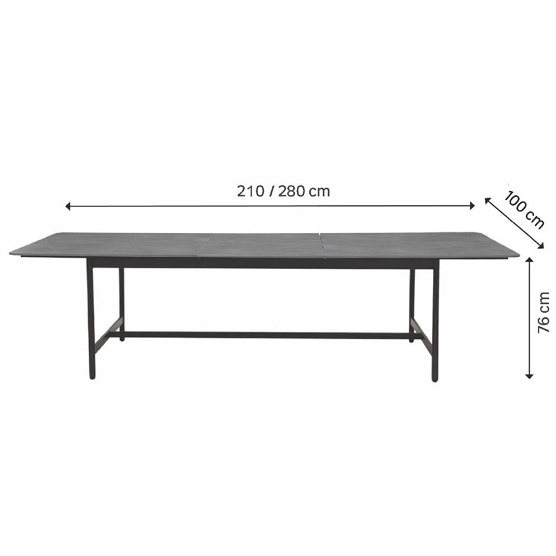Table de jardin Idunn extensible 210/280 × 100 cm Anthracite - NATERIAL - 86545521