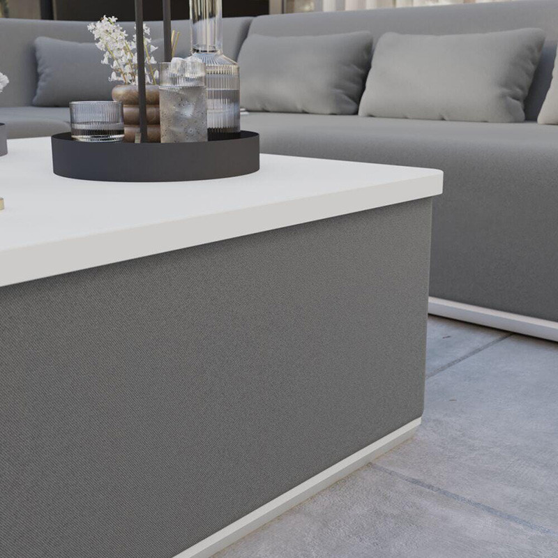 Table basse avec coffre Neptune en aluminium Gris/Blanc - NATERIAL - 86545468