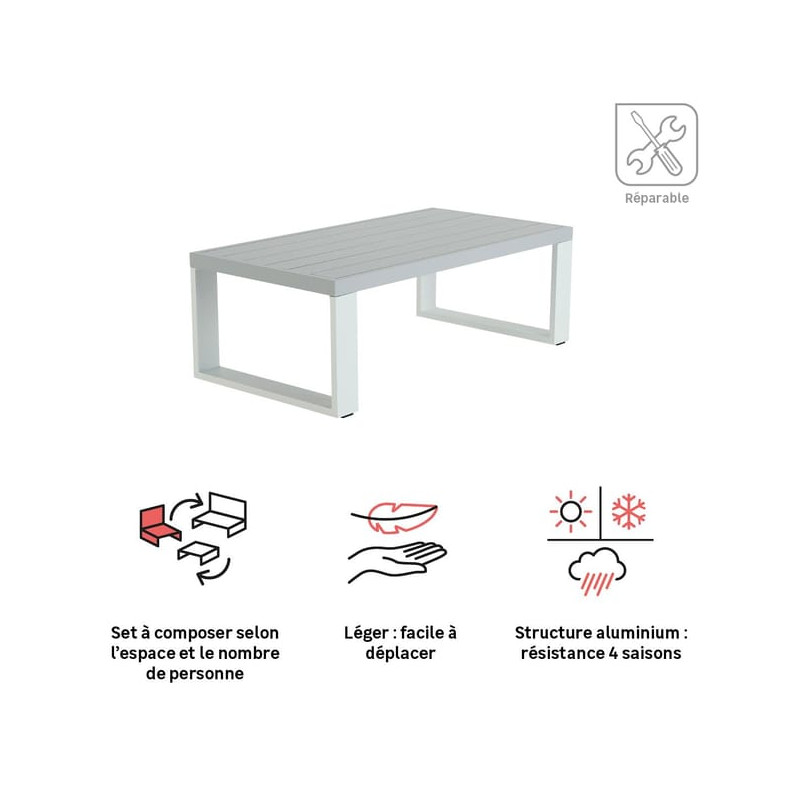Table basse Athena en aluminium Blanc - NATERIAL - 86545438