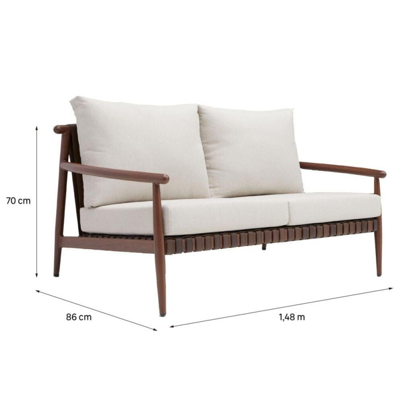 Canapé Retro 2 places en aluminum Beige/Marron - NATERIAL - 86549112