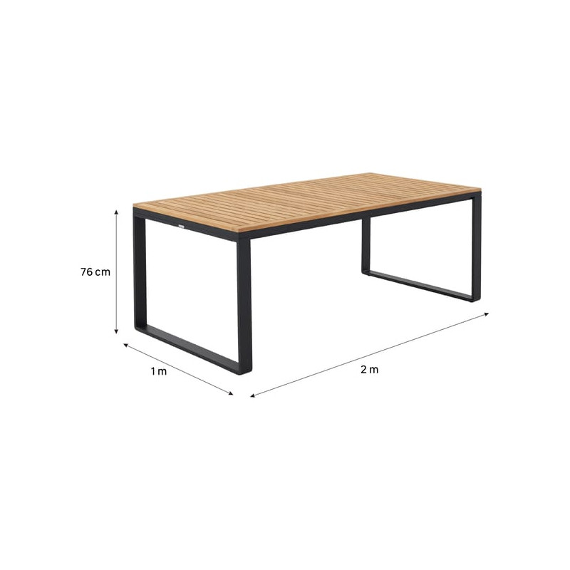 Table à manger Persea 8 places en aluminium et teck Gris/Naturel - NATERIAL - 90339763