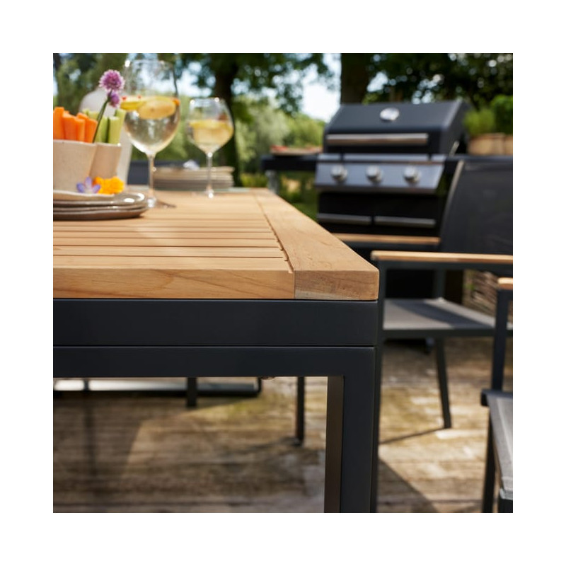 Table à manger Persea 8 places en aluminium et teck Gris/Naturel - NATERIAL - 90339763