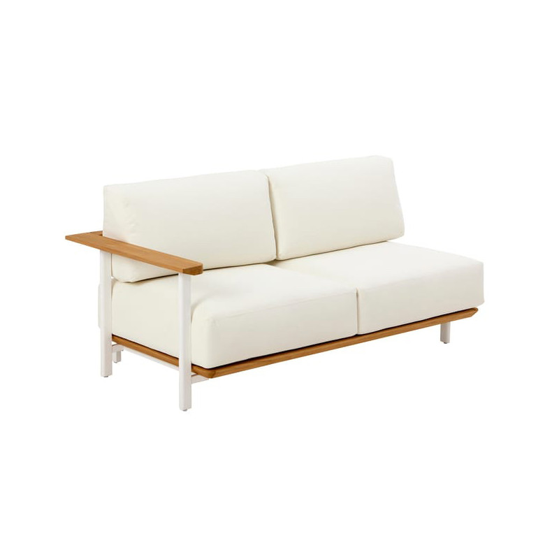 Canapé de jardin Duna 2 places en aluminium et teck Blanc - NATERIAL - 90339808