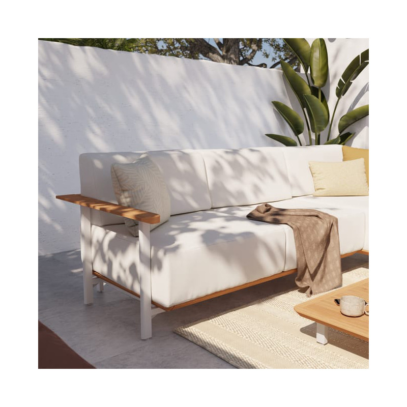 Canapé de jardin Duna 2 places en aluminium et teck Blanc - NATERIAL - 90339808