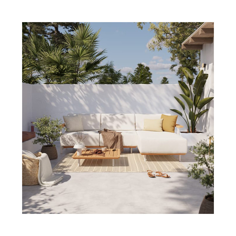 Canapé de jardin Duna 2 places en aluminium et teck Blanc - NATERIAL - 90339808