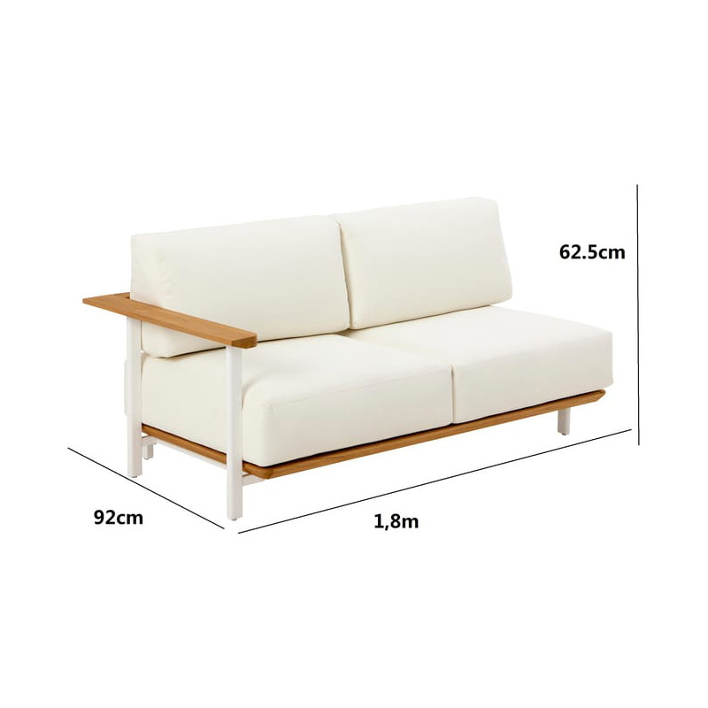 Canapé de jardin Duna 2 places en aluminium et teck Blanc - NATERIAL - 90339808