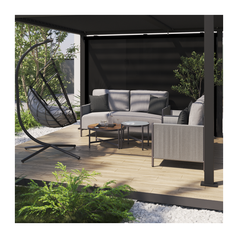 Store pour pergola Clima en textilène 210x334cm Gris foncé - NATERIAL - 83720213
