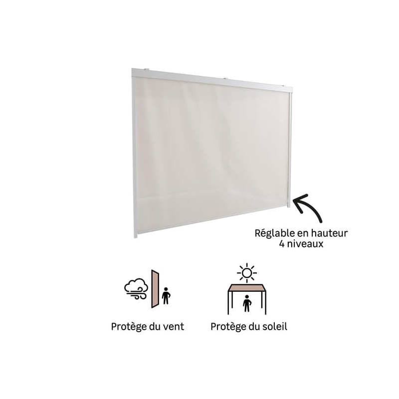Store pour pergola Clima en textilène 210x334 cm Blanc - NATERIAL - 83720214