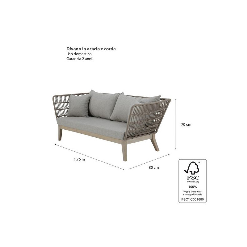 Canapé de jardin Soho Heritage 2 places Gris - NATERIAL - :100158086