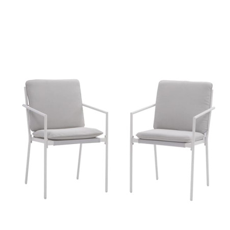 Set de 2 fauteuils repas Sigma en acier avec coussins Blanc - NATERIAL - :100286167