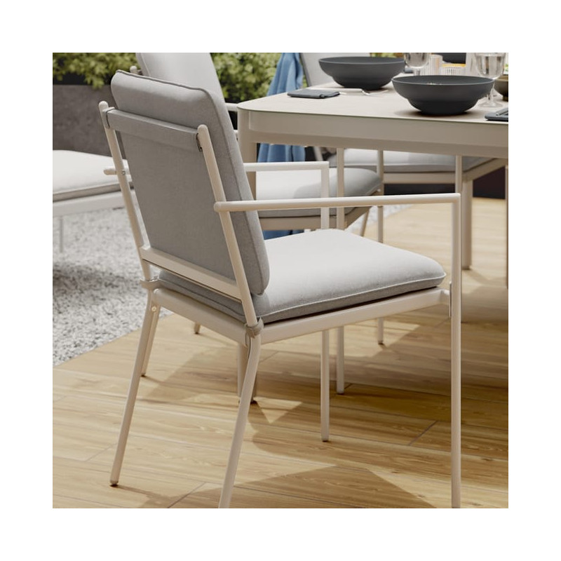 Set de 2 fauteuils repas Sigma en acier avec coussins Blanc - NATERIAL - :100286167