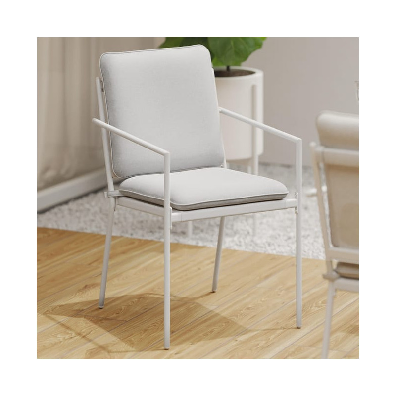 Set de 2 fauteuils repas Sigma en acier avec coussins Blanc - NATERIAL - :100286167