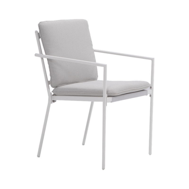 Set de 2 fauteuils repas Sigma en acier avec coussins Blanc - NATERIAL - :100286167