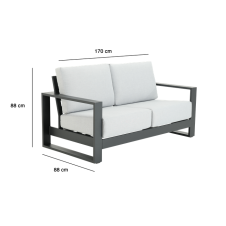 Canapé de jardin Athena 2 places en aluminium Gris - NATERIAL - 86545480