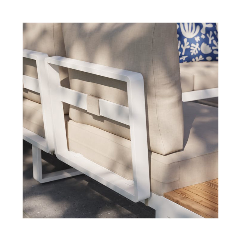 Salon d’angle Persea 5 places en aluminium Blanc/Beige - NATERIAL - 90339832