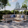 Salon d’angle Persea 5 places en aluminium Blanc/Beige - NATERIAL - 90339832