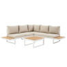 Salon d’angle Persea 5 places en aluminium Blanc/Beige - NATERIAL - 90339832