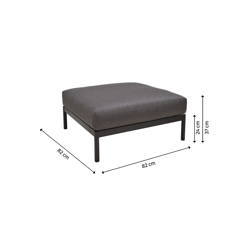 Pouf de jardin Idunn en aluminium et Olefin Anthracite - NATERIAL