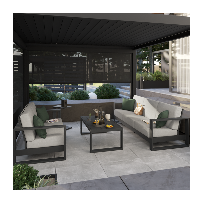 Canapé de jardin Athena 3 places en aluminium Gris - NATERIAL - 86543191