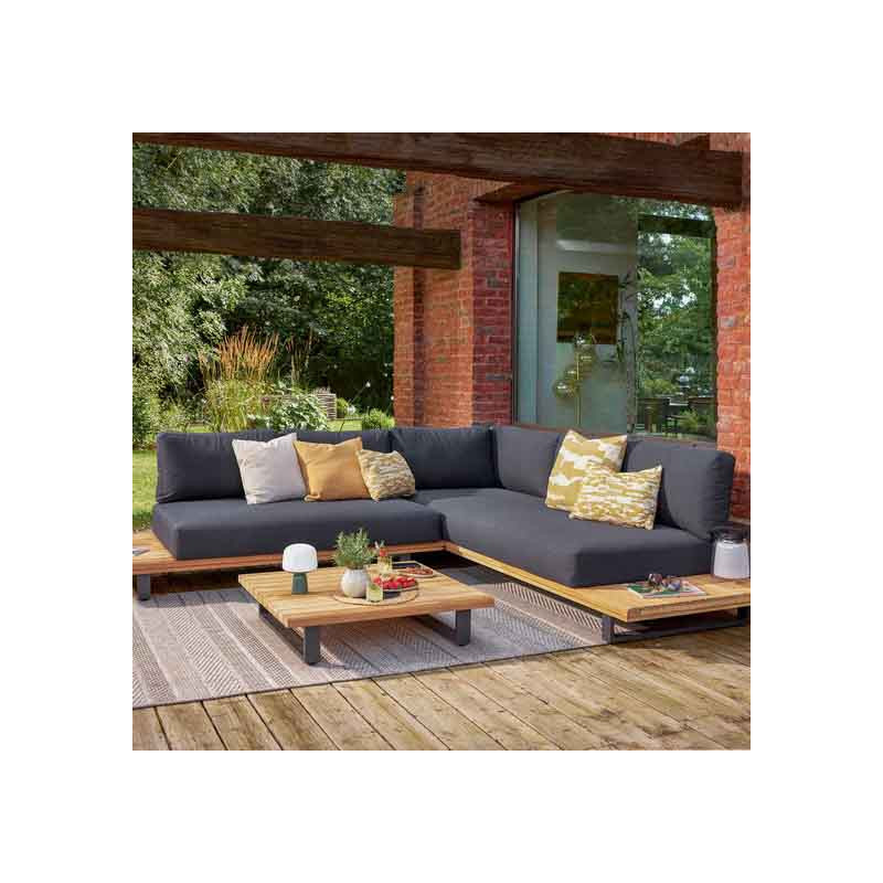 Canapé Sirokos 3 places en aluminium et teck Anthracite/Naturel - NATERIAL - 90339828