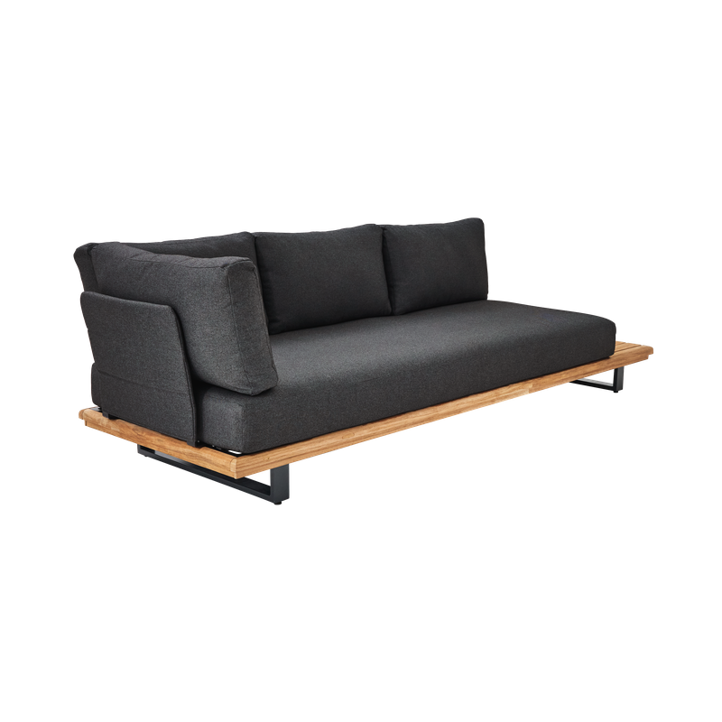 Canapé Sirokos 3 places en aluminium et teck Anthracite/Naturel - NATERIAL - 90339828