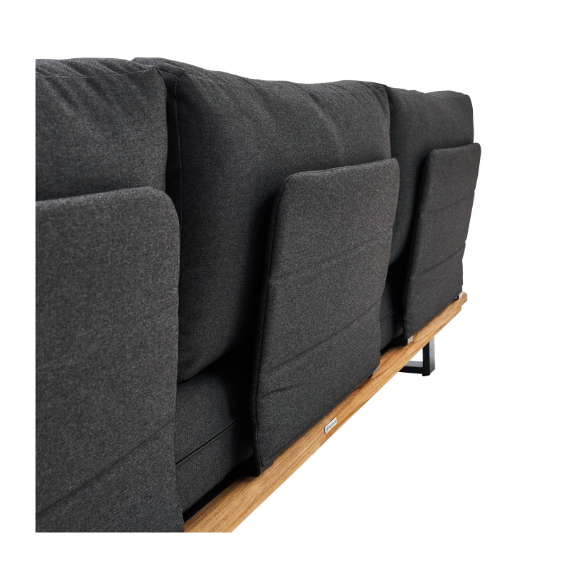 Canapé Sirokos 3 places en aluminium et teck Anthracite/Naturel - NATERIAL - 90339828