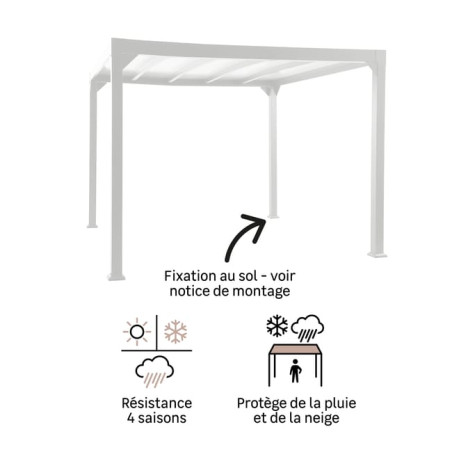 Pergola autoportante Borea en aluminium 7.84 m² Blanc - NATERIAL - 83719831